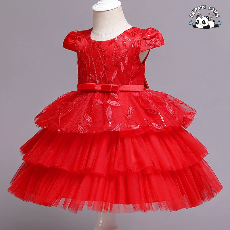 LEZONKIDS - Vestido de Menina Florido para Igreja, Vestido de Festa fora do ombro para Crianças